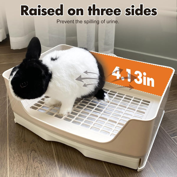 Large Rabbit Litter Box Bunny Potty Training Corner Litter Pan with Drawer Comes with Liners Rabbit Pee Pads, Small Animal Bedding Toilet for Adult Guinea Pig, Ferret, Hamster, Bunnies4