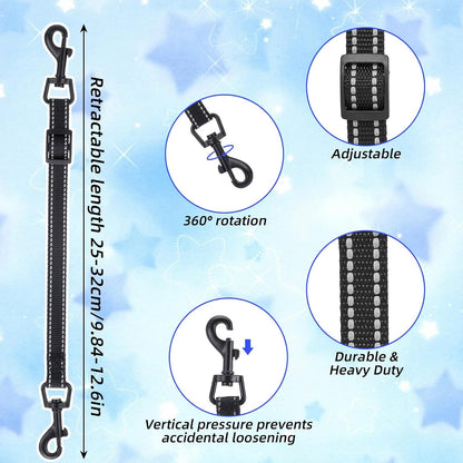 2Pcs Reflective Nylon Dog Collar Clips, Double-Ended Backup | Small Medium Dog Collar Safety Clasp Clip Adjustable Harness Connector for Pet Puppies, Black5