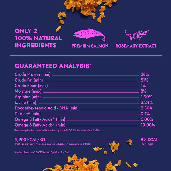 Finfare Freeze Dried Cat Food Toppers, Salmon Sprinkles, Grain Free Meal Toppers for Cats to Support Taste & Nutrition - High Protein & Omega-3S, Crafted in USA, 1.3Oz6