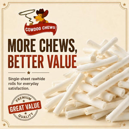 Cowdog Chews 5-6 Inches Rawhide Retriever Roll - Chewing Dog Treat, 100% Natural - Natural Grass Fed Livestock Sourced (50 Pack)3