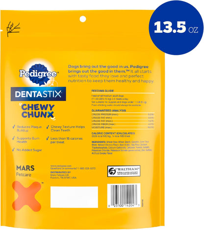 Pedigree Dentastix Chewy Chunx Small Dog Dental Treats, Chicken, 13.5 Oz | Chewy Texture Reduces Plaque, Cleans Teeth & Supports Gum Health, No Added Sugar, Low Fat under 25 Calories per Treat2