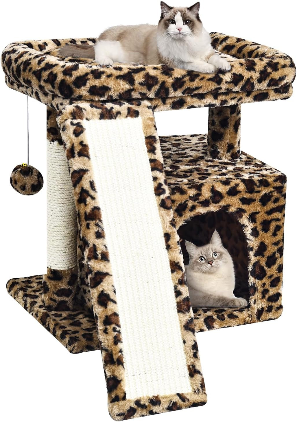 small-leopard-print-cat-tree-for-indoor-cats-short-tower-with-scratching-post-ramp-pad-condo-with-perch-bed-kittens-play-house-hanging-plush-ball-cave-for-resting-leopard-print