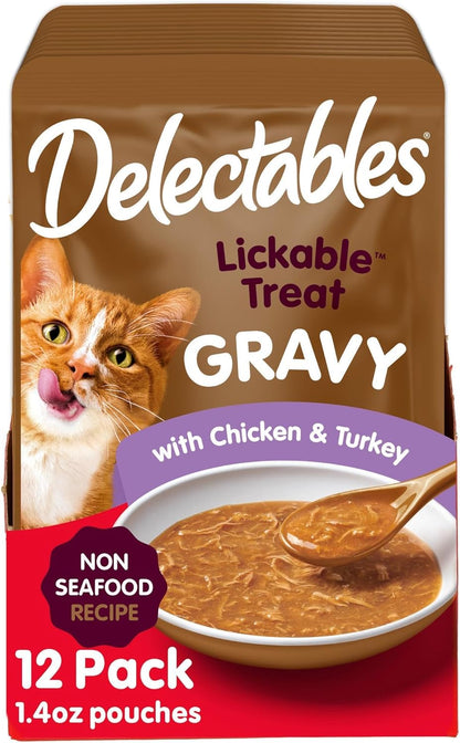 Delectables Lickable Treat Gravy Variety Wet Cat Treat & Food Topper, Food Topper, Hydrating, Grain-Free, No Fillers, No By-Products, No Added Preservatives, 1.4Oz Pouch, 30 Pack17
