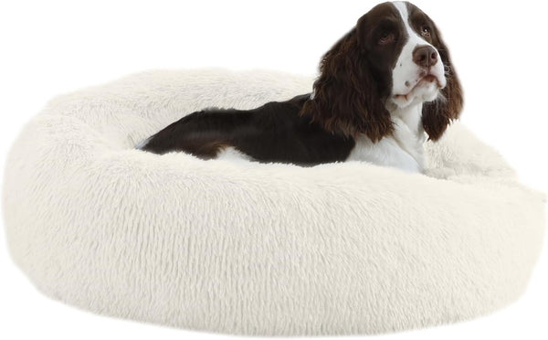 Bunlitent 39 Inch Calming Dog Bed, Donut Dog Bed for Large Sized Dog, Grey | Plush Anti-Anxiety, Donut Shape, Warming Cozy, round Cuddler Nest, Soft Cute,Marshmallow Cuddler Nest Pet Bed9