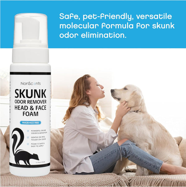 Skunk Odor Remover Head & Face Foam – Easily Eliminate Skunk Odor from Pets, Carpets, Clothing, Ready-To-Use for Dogs, Cats, Home, Carpet, Car, Clothes - Fragrance Free Freshener2