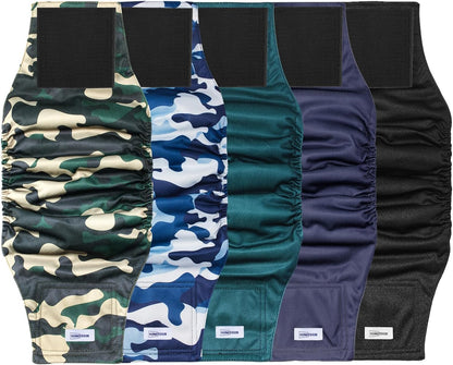 Reusable Dog Diapers Male, Premium Washable Belly Bands for Dogs, Pack of 5, High Absorbing Small Dog Wraps for Doggie & Puppy in Incontinence or Excitable Urination and Training(S)1