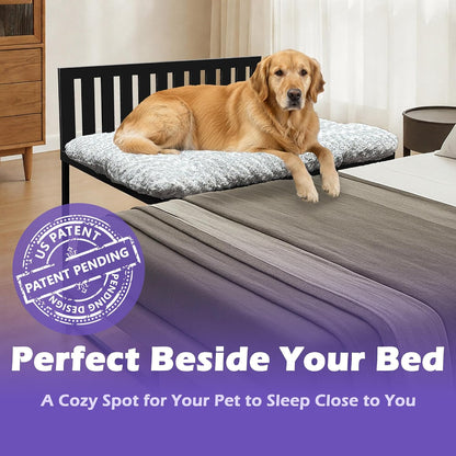 Beside Dog Bed,Adjustable Height Dog Bunk Beds,47''X 31'' Metal Dogs Bed Frame with Cushion,X-Large2