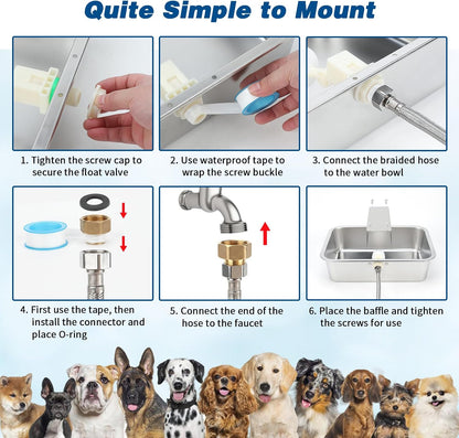 BWOGUE 3 Gal Automatic Dog Water Dispenser, Stainless Steel Bowl for Dogs | Automatic Dog Water Bowl Dispenser, Float Valve Control, Outdoor Use, Easy to Mount & Clean, Large Dogs, Cats, Chickens7