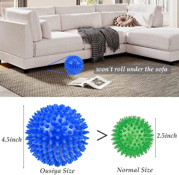 Dog Balls 4.5” Squeaky Dog Toys Spikey Ball for Aggressive Chewers Heavy Duty Teething Large Medium Durable Dogs Balls (4 Pack)3