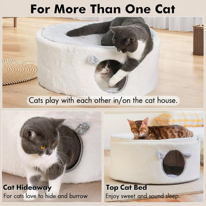 Zoratoo Enclosed Cat House for Indoor Cats, Pet Cave with Washable Cover | Portable Raised Pet Bed, Sturdy Metal Frame, Detachable Washable Cover, Oval Shape Cuddle Bed for Sleeping Kittens2