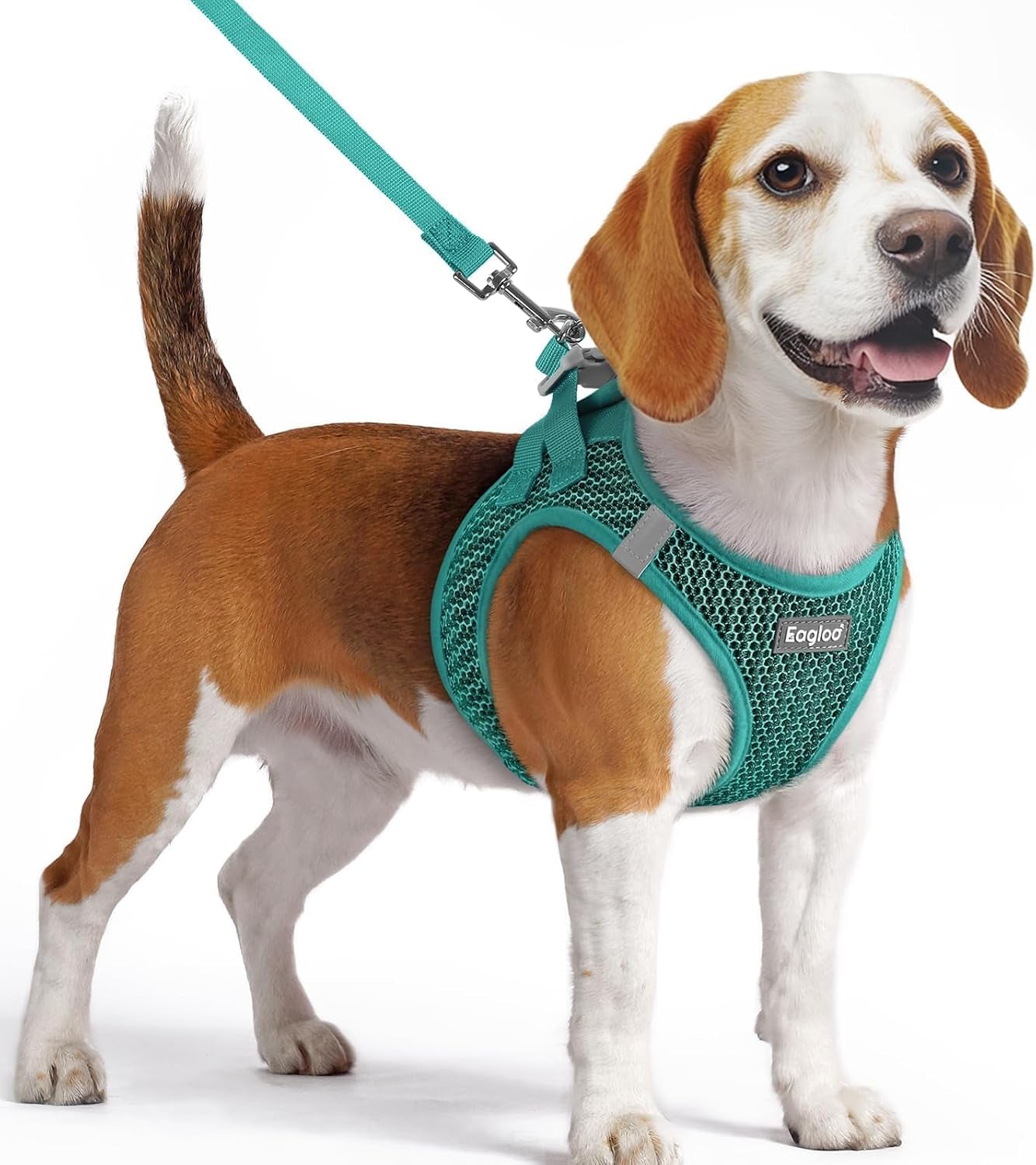 eagloo-small-dog-harness-and-leash-set-step-in-small-sized-puppy-pet-vest-light-soft-breathable-air-mesh-easy-on-and-off-with-hook-loop-reflective-for-safe-walking-pink-s
