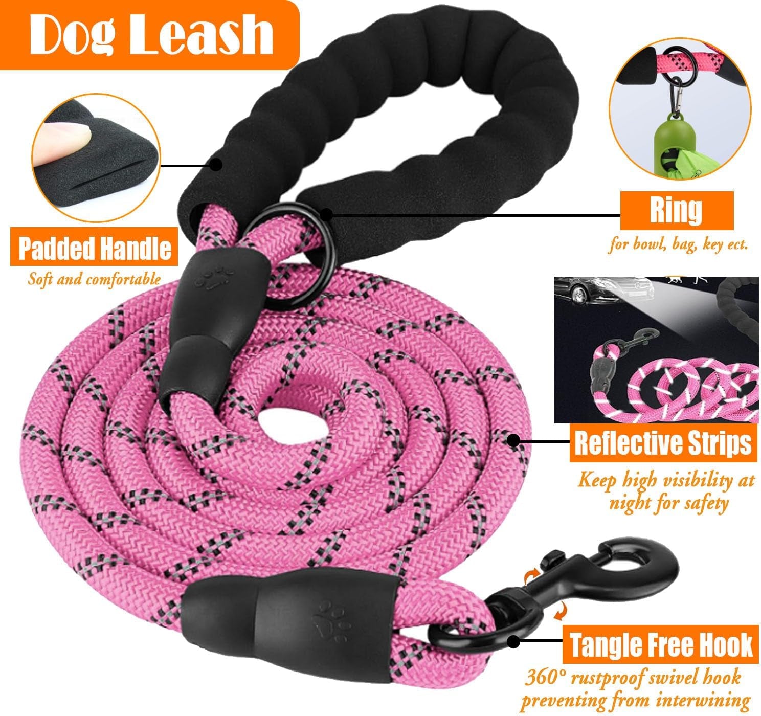lobeve-no-pull-dog-harness-collar-leash-set-includes-dog-seat-belt-collapsible-bowls-poop-bag-dispenser-ideal-for-training-walking-hiking-fits-small-to-large-dogspink-l