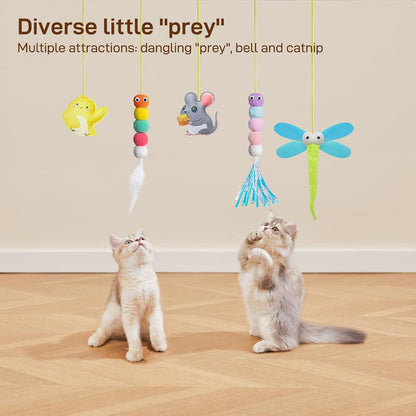 Potaroma Interactive Cat Feather Toys 5 Pcs, Cat Teaser Retractable Hanging Indoor Kitten Play Chase Exercise, Mental Physical Stimulation for All Breeds and Species | Retractable Hanging Cat Toys, Indoor Kitten Play Chase Exercise, Mental Physical Stimulation for All Breeds3