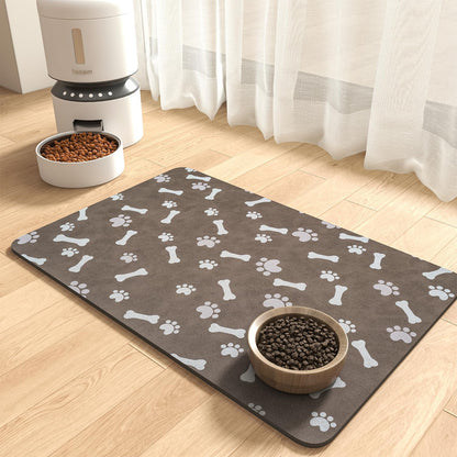 Montvoo-Absorbent Pet Feeding Mat-No Stains Pet Mat for Food and Water Bowl-Quick Dry Cat & Dog Food Mat Water Dispenser Mat-Pet Supplies Mat-Dog Water Bowl Mat for Messy Drinker,（Darkgrey,12"X19"）14