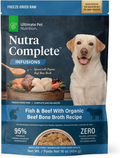 ULTIMATE PET NUTRITION Nutra Complete, 100% Freeze Dried Raw Veterinarian Formulated Dog Food with Antioxidants Prebiotics and Amino Acids (1 Pound, Beef)11