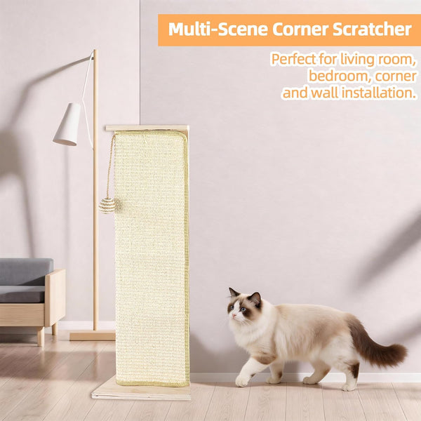 28.8" Tall Couch Corner Cat Scratcher, Sisal Scratching Pad with Toy Ball for Sofa, Stylish Modern Furniture Protector, Easy Assembly Cat Scratching Post7