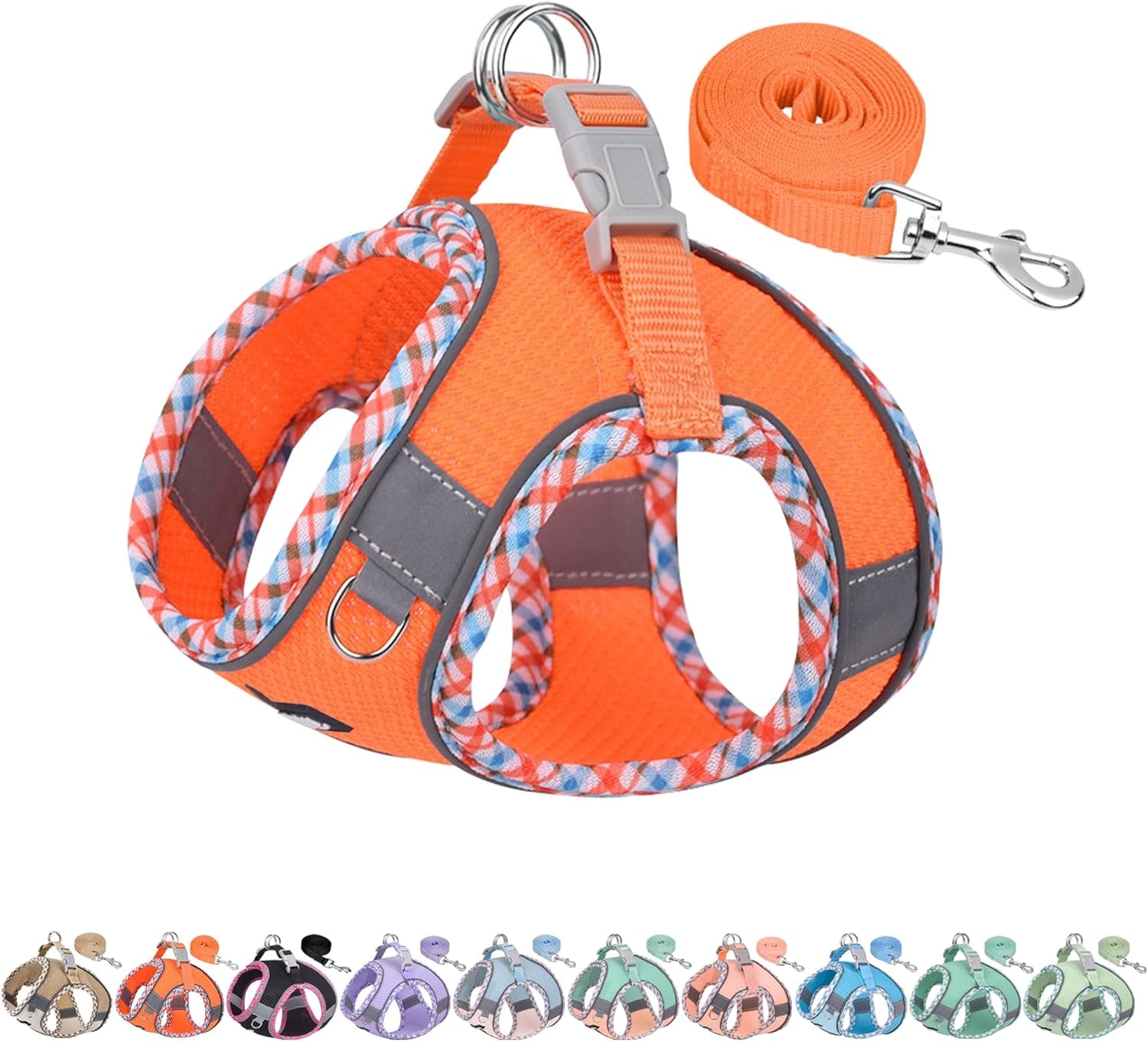 aiitle-tiny-dog-harness-lightweight-mesh-step-in-vest-for-puppy-reflective-escape-proof-design-with-high-stick-magic-tape-indoor-outdoor-use-for-chihuahua-maltese-shih-tzubrown-beige-xxxs