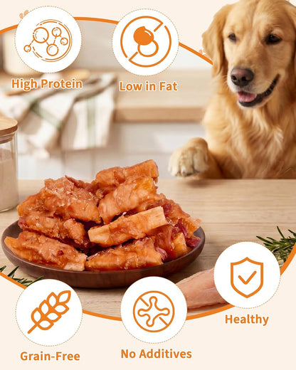 Chicken Jerky Sweet Potato Dog Treats Healthy Training Chew Snacks 12.5 Oz | 1 Pack Chicken Wrapped Sweet Potato Veggie Stick for Small Medium Large Dog Low Fat Pet Healthy Long Lasting Chewy Dog Treats5