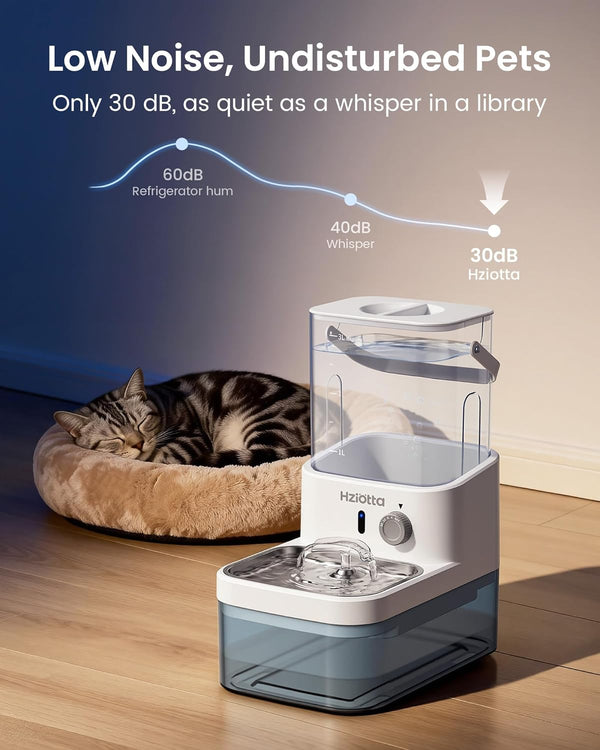 Wastewater Separation Cat Water Fountain – No Filter/Pump, Wireless | Stainless Steel, Indoor/Outdoor Pet Use, save 56$/Year, Radar Sense, 3L+2.7L Dual Tanks, 4000Mah Battery, 30Db, Time Setting9