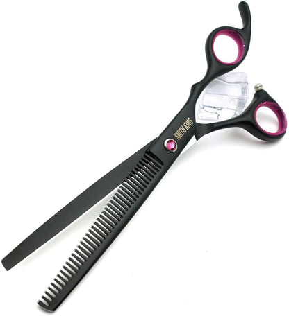 7.0 Inches Professional Dog Grooming Scissors Set Straight & Thinning & Curved & Chunkers 4Pcs in 1 Set (With Comb)3