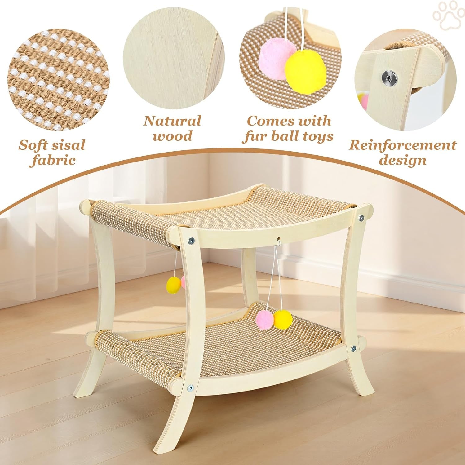 indoor-cat-scratcher-bed-double-layer-cat-hammock-with-toy-ball-wooden-sisal-cat-scratching-pad-for-cats-elevated-cat-lounge-for-claw-grinding-sleeping