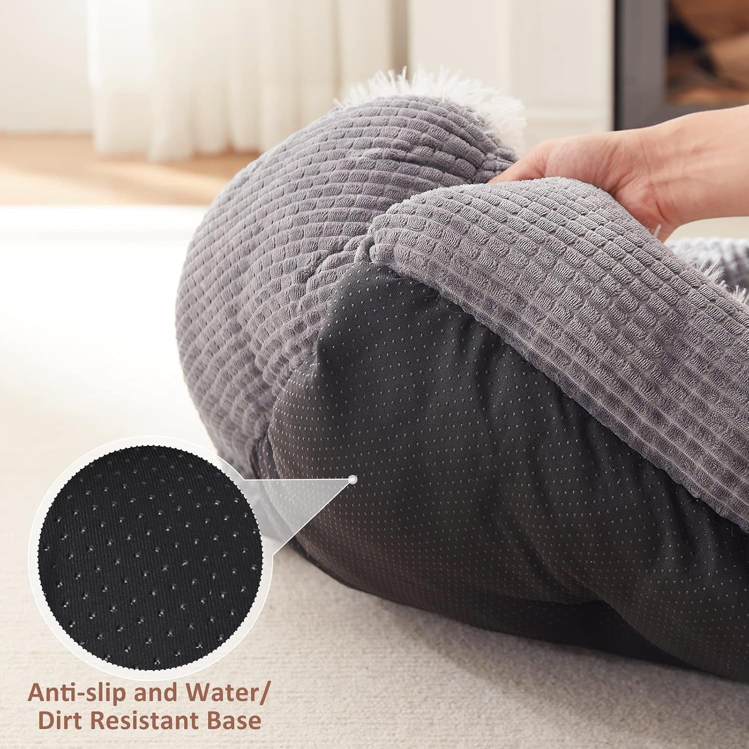 mixjoy-dog-beds-for-small-dogs-rectangle-cave-hooded-blanket-puppy-bed-luxury-orthopedic-cat-beds-for-indoor-cats-warmth-and-machine-washable-20-inches-grey