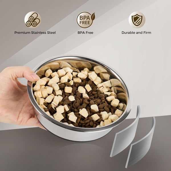 Dog Bowls Durable Non-Slip Stainless Steel Dog Bowls 2-Pack Holds 3 Cups | Basic Bowls for Dogs with Rubber Base for Dry Food, Wet Food and Water2