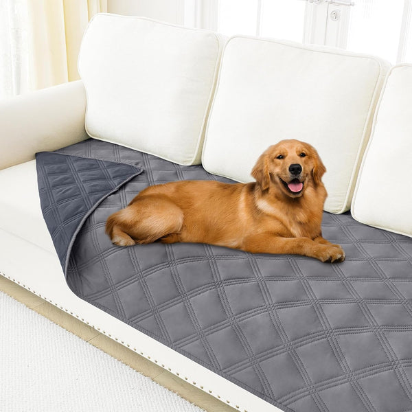 Smiry Waterproof Dog Bed Cover, Reversible Pet Blanket for Sofa Couch | Soft Washable Dog Blanket, Leakproof Couch Cover for Dogs Cats & Furniture Protection, 52X82, Grey/Dark Grey23