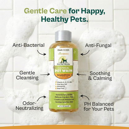 Oatmeal Dog Shampoo and Conditioner for Allergies, Itching and Sensitive Skin - Smelly, Itchy Pet Cleaning Supplies - Puppy Wash, anti Itch and Dandruff, All Natural Formula - with Omega 3'S4