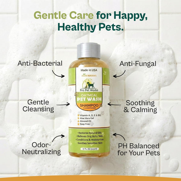 Oatmeal Dog Shampoo and Conditioner for Allergies, Itching and Sensitive Skin - Smelly, Itchy Pet Cleaning Supplies - Puppy Wash, anti Itch and Dandruff, All Natural Formula - with Omega 3'S4