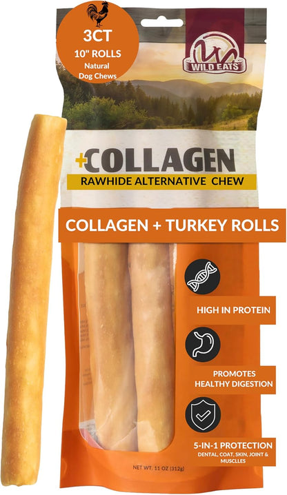 Wild Eats Real Duck Collagen Bully Sticks for Dogs, 25 Pack, Rawhide Free | No Hide Chew Treat Made without Grain, 5 Inch Size, High Protein, Satisfies Natural Gnawing Urges, Suits All Breeds25