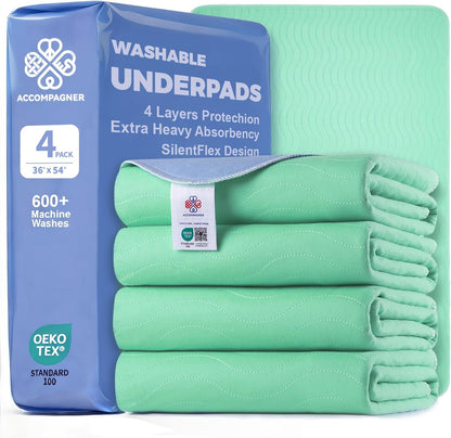 Accompagner Incontinence Bed Pads Washable Waterproof, Ultra-Absorbent Reusable Underpads for Diaper Changing, Nursing, Bedridden, Adults, Seniors, Kids and Dogs (Blue, 24"X24"(Pack of 6))12