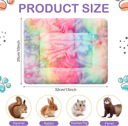 Haull 4 Pcs Waterproof Guinea Pig Bedding Soft Dog Cat Bed Crate Mat Small Animal Plush Cage Liners Rabbit Bunny Kennel Pad Reversible Cozy Pee Thickened Hamster Pad(Tie Dyed,13 X 10 Inch)2