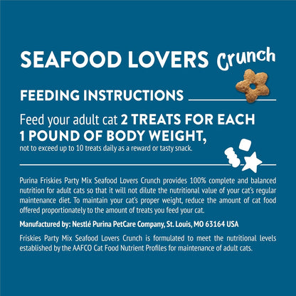 Purina Friskies Cat Treats, Party Mix Seafood Lovers Crunch - (Pack of 6) 6 Oz. Pouches10