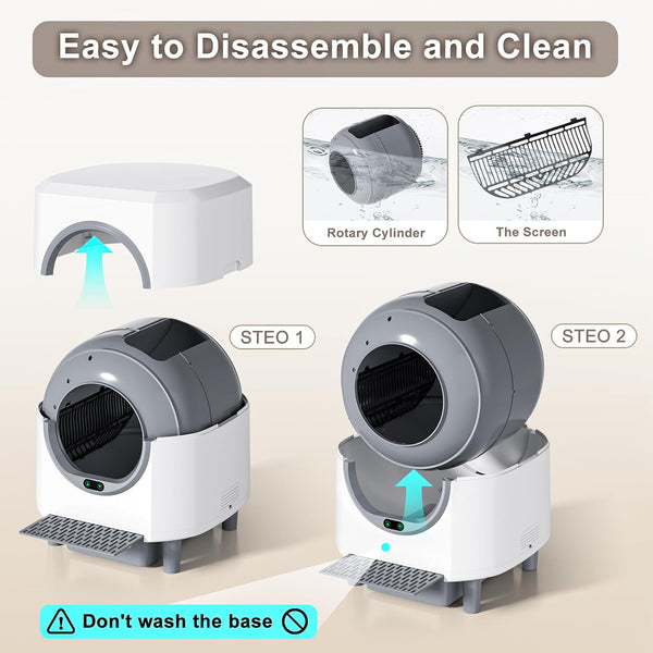 Automatic Litter Box, Self Cleaning Litter Box, Odor Control, 90L Capacity | Large with APP Control and Safety Sensor, Ellenpent, for Multiple Cats, Large Cat, with 3 Rolls of Garbage Bags8