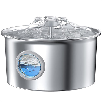 Stainless Steel Cat Water Fountain: 88Oz/2.6L Cat Fountain for Drinking | Pet Water Fountain for Cats inside with Flower Quiet Cats Dispenser Kitty Drinking Fountains Indoor for Pets& Small Animals1