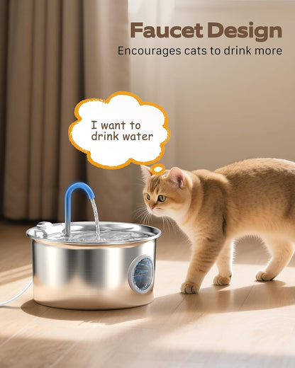 Cat Water Fountain Stainless Steel: Cat Fountain for Drinking - 88Oz/2.6L Pet Water Fountain for Cats Indoor - Quiet Cats Water Bowl Dispenser - Pets Feeding & Watering Supplies - for Small Animals7