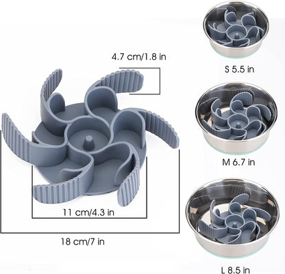 Keegud Slow Feeder Dog Bowls Insert [Octopus Suction Cups] Super Firm Slow Eating Dog Bowl [Cuttable] for Large Breed and Medium Size Dog Compatible with Regular and Elevated Dog Bowls (Turbine)6
