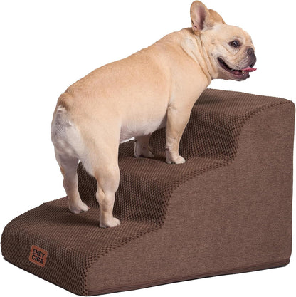 EHEYCIGA Curved Dog Stairs Ramp for 5-Step High Beds, 22.6" H Dog Steps | 33D Density of Pure Foam, for Small Dogs and Cats, Pet Stairs for High Bed Climbing, Non-Slip Balanced Pet Step Indoor, Grey28