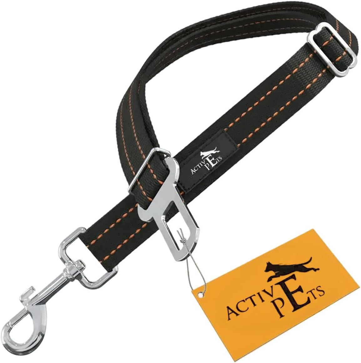 active-pets-black-car-seat-belt-for-dogs-attaches-to-harness-collar-adjustable-18-24-travel-restraint-system-fits-small-large-pups-for-safety-comfort-essential-pet-supplies-accessories