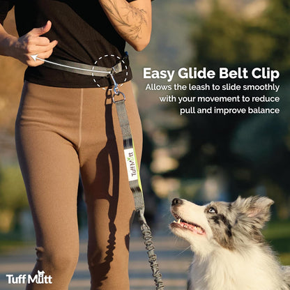Tuff Mutt Hands Free Dog Leash for Walking Running Hiking, Waist Leash with Bungee, Adjustable Belt, Reflective Double Handle Design for Large Medium Dogs5