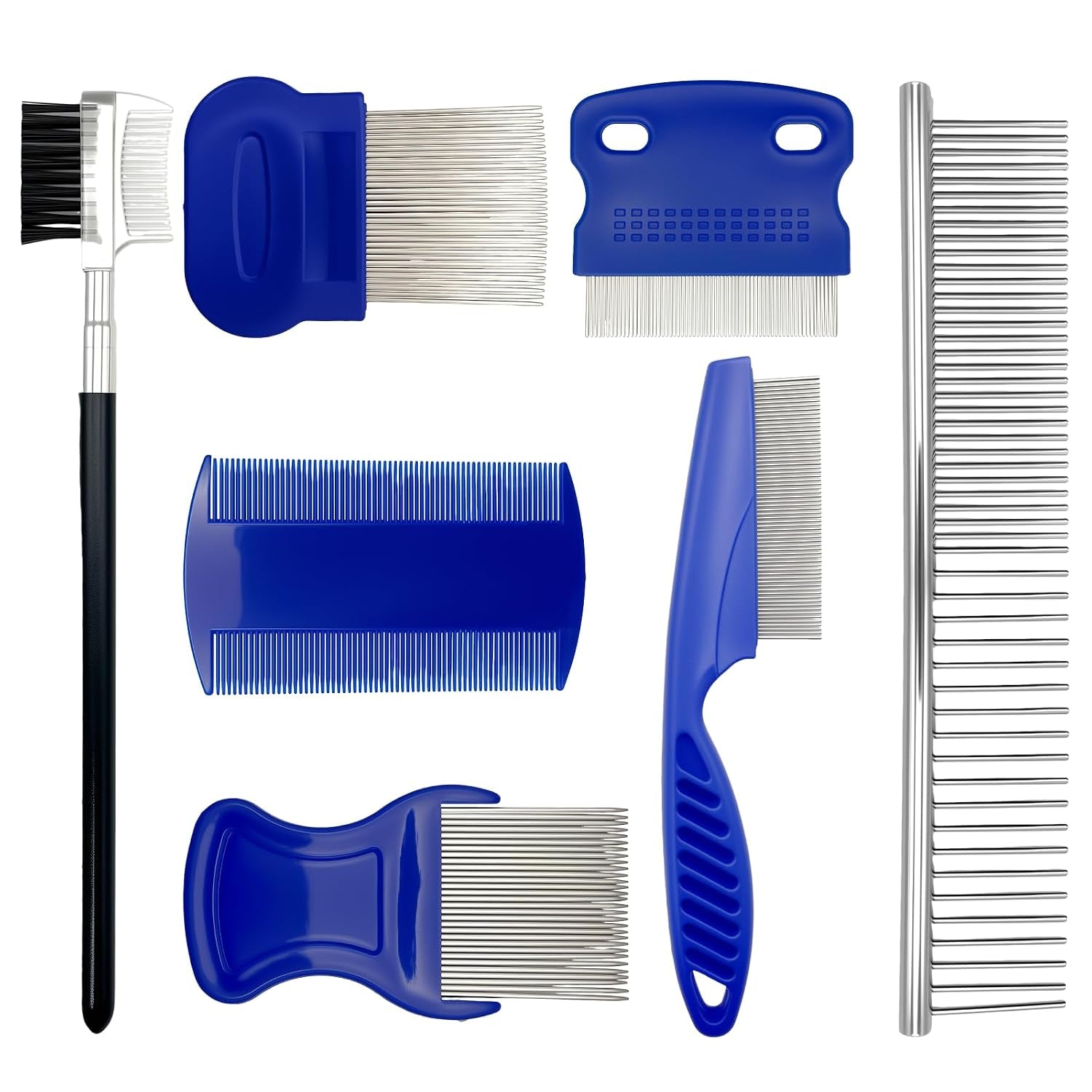 7pcs-flea-comb-set-for-cats-dogs-pet-comb-dog-eye-comb-tick-comb-7-combs-for-flea-removal-tear-stain-cleaning-and-grooming-with-stainless-steel-and-plastic-for-cats-and-dogs