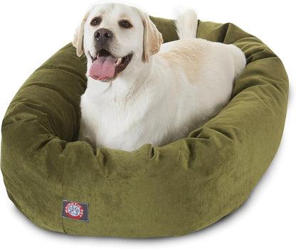 Majestic Pet 40 Inch Micro Velvet Calming Dog Bed Washable – Cozy Soft round Dog Bed with Spine for Head Support - Fluffy Donut Dog Bed 40X29X9 (Inch) – round Pet Bed Large – Pearl9