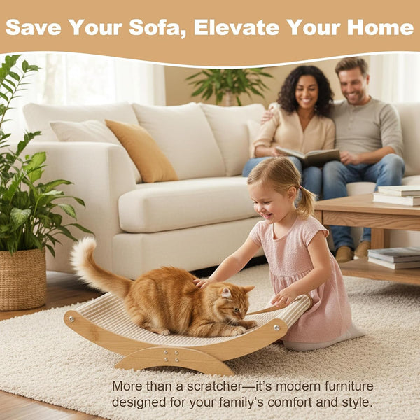 Large Cat Scratcher Bed, Wood Cat Couch & Sisal Scratching Board, Sturdy Cat Hammock & Scratch Pad Lounge for Indoor Cats, Multi-Cat Furniture for Deep Sleep6