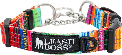 Leash Boss Martingale Collar for Dogs - Steel Chain | Reflective Nylon Dog Collar for Large Dogs, Medium and Small Dogs | No Pull Pet Training Collar Small10