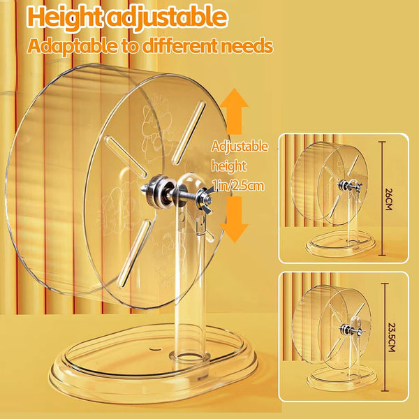 Silent Hamster Exercise Wheel,9.5 Inch Quiet Spinner Syrian Hamster Running Wheel,Silent Wheels with Anti-Skid & Adjustable Stand for Gerbils, Rats, or Other Small Pets,Transparent6