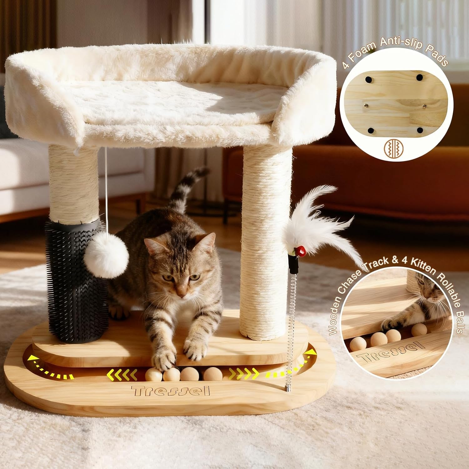 small-wooden-cat-tree-for-kittens-and-small-cats-6-in-1-cat-tower-for-indoor-cats-with-bed-sisal-scratching-post-self-grooming-brush-ball-track-plush-ball-and-feather-toy-16-5-h
