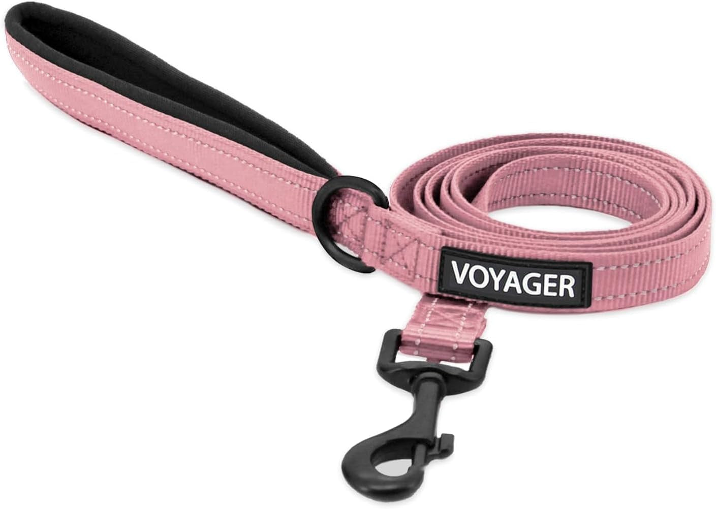 best-pet-supplies-voyager-nylon-dog-leash-fuchsia-small-5ft-in-length-5-8-in-width-reflective-soft-neoprene-handle-heavy-duty-metal-clips-for-running-walking-training