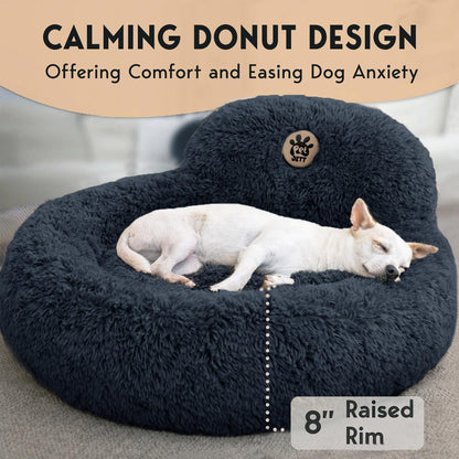 Petjett Calming Dog Bed Medium Size Dog - 30'' Donut Bed, Washable Dog Bed, Anti-Slip & Super Soft Fluffy Plush round Dog Bed, Anti-Anxiety Premium Comfort Pet Bed, Fits Dogs Upto 45 Lbs - Dark Grey4