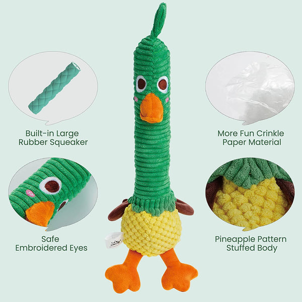 Nocciola 2 in 1 Easter Duck Dog Toy with a Large Rubber Squeaker - Tough Durable Stuffed Squeaky Crinkle Chew Toys for Aggressive Chewers, Medium and Large Breeds5